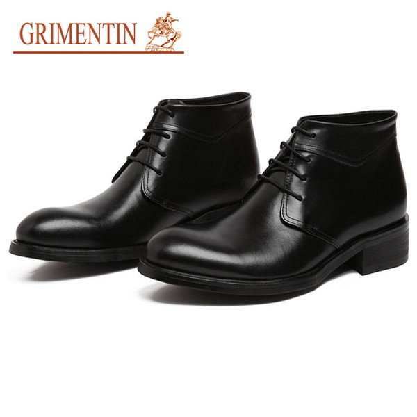 GRIMENTIN Brand Men Boots Hot Sale Fashion Designer Lace Up Black Brown Orange Male Shoes Genuine Leather Formal Business Mens Ankle Boots