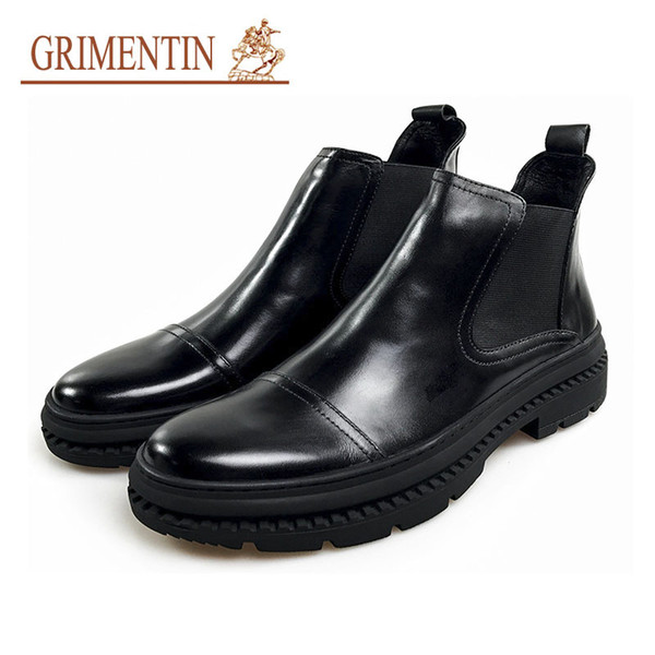 GRIMENTIN Hot sale brand Italian mens boots geunine leather black dress men ankle boots fashion designer formal business mens shoes JM