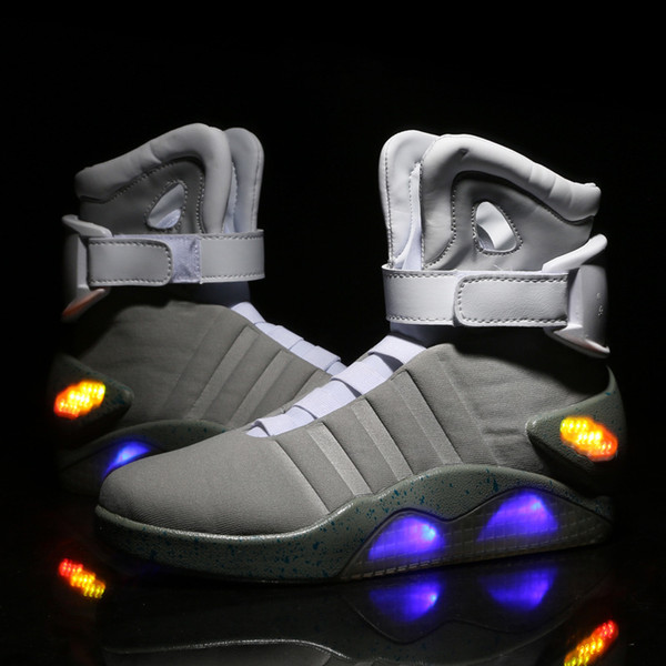 Limited Edition Air Mag Back To The Future Glow In The Dark Gray Sneakers Marty McFly's LED Shoes Black Mag Marty McFlys Boots With Box