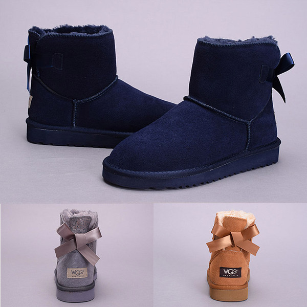 2018 New WGG Bowtie Women's Australia Classic Fashion Ankle Boots Black Grey Chestnut Navy Blue Women Girl Snow Boots EUR 36-41