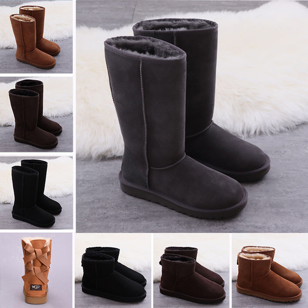 Best Quality WGG Genuine Leather Suede Australia Classic Brand Knee Half Boots Ankle Boots Black Grey Chestnut Fashion Womens Winter Boots