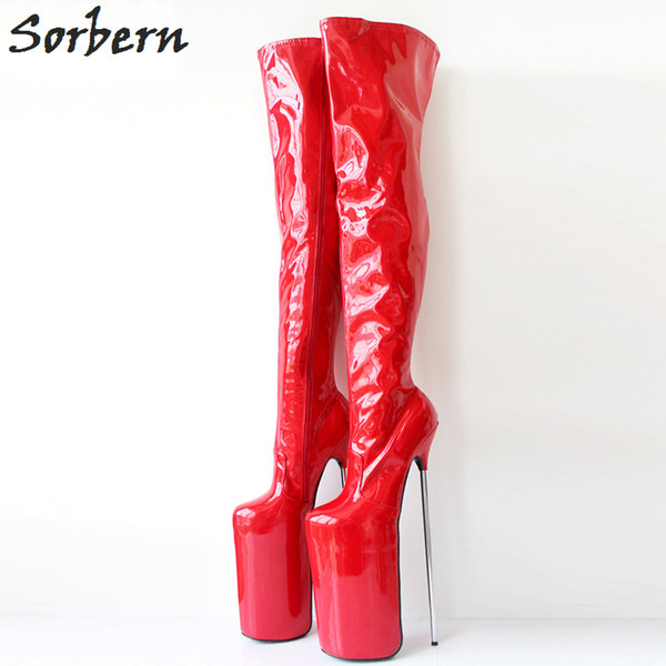 Sorbern Sexy 30cm Extrem High Heels Over the Knee Boots Unisex Ladies Shoes Metal Heeled Custom Color Nightclub Boots Thigh High