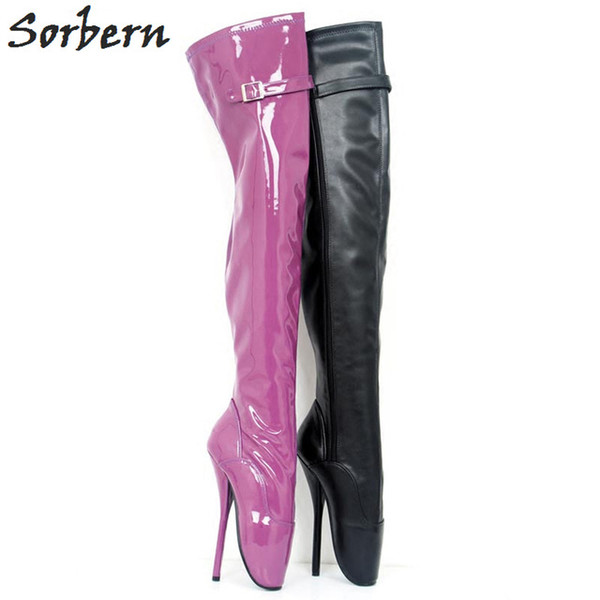 Sorbern Unisex New Over The Knee Ballet Heel Boots Sexy Fetish Shoes Strange Shoes Funny Boots Runway Boots Lady custom color designer