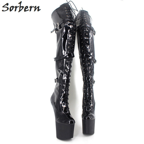 Sorbern Sexy Women Heels Platform Hoof Heel Over The Knee Crotch High Boots Extrem High Heels Custom Colors Women Shoe Designer Brand