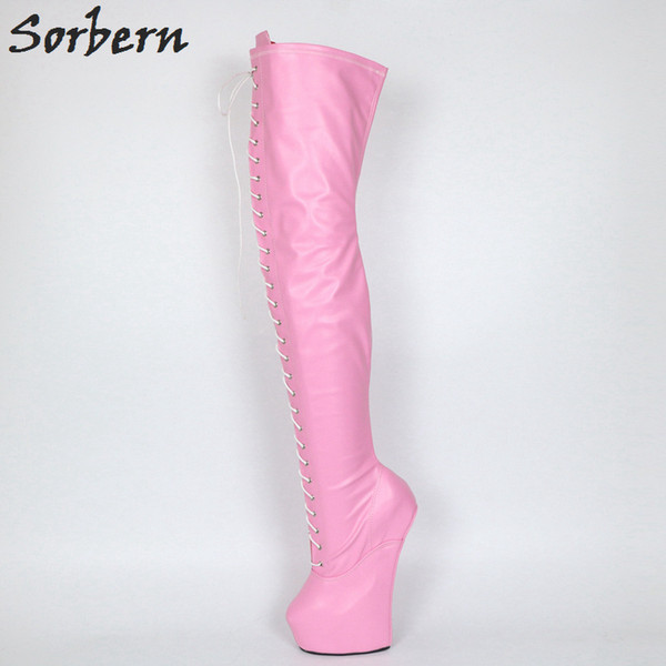 Custom 75cm Crotch Thigh High Booty Women Platform Shoe Gothic Booties Women Europe Lady Over The Knee Boots Long Leg Shalft