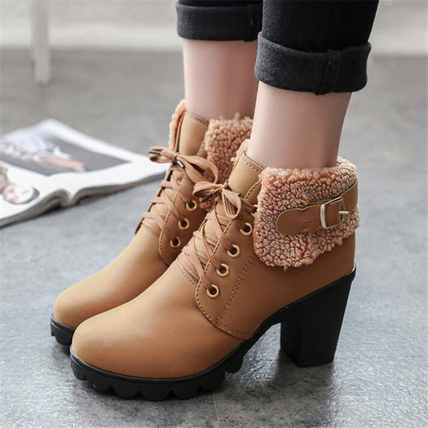 Autumn and winter thick boots Martin boots women's belt with square thick heel shoes with warm ankle boots size 35-41 X61