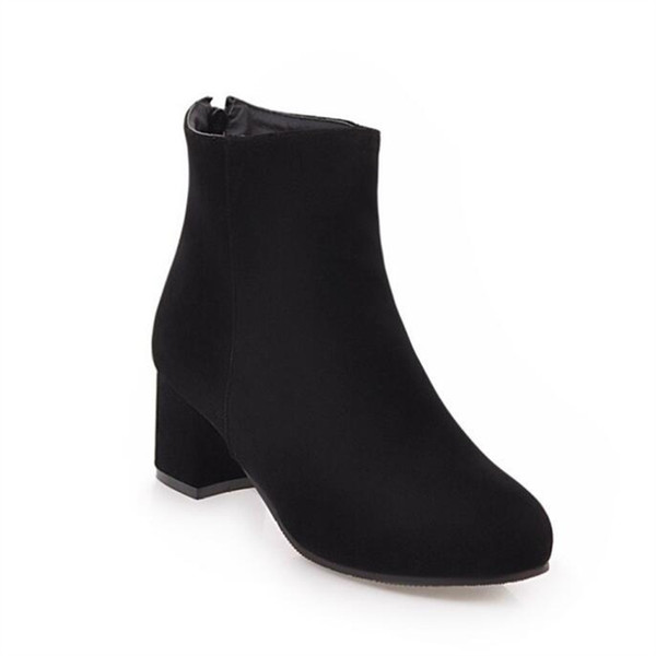 new women's fashion spring and autumn square heel ankle boots women's casual Martin boots shoes black botas mujer X58