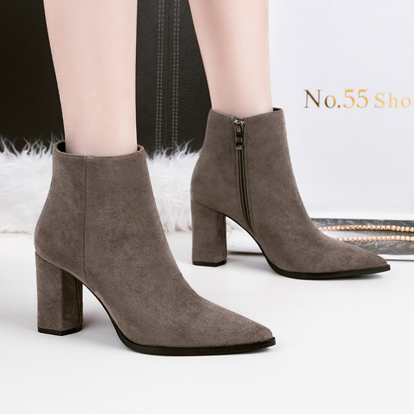 Sexy Lady Short Boot Pumps Dress Shoes High Heels Suede Festival Party Wedding Shoes Heels Formal Pumps Women Heels Ankle Boots GWS294