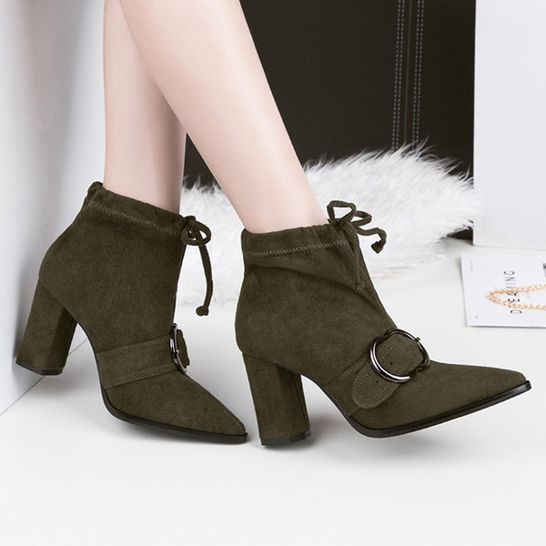 Fashion Lady Short Boot Pumps Dress Shoes High Heels Suede Festival Party Wedding Shoes Heels Formal Pumps Women Heels Ankle Boots GWS295