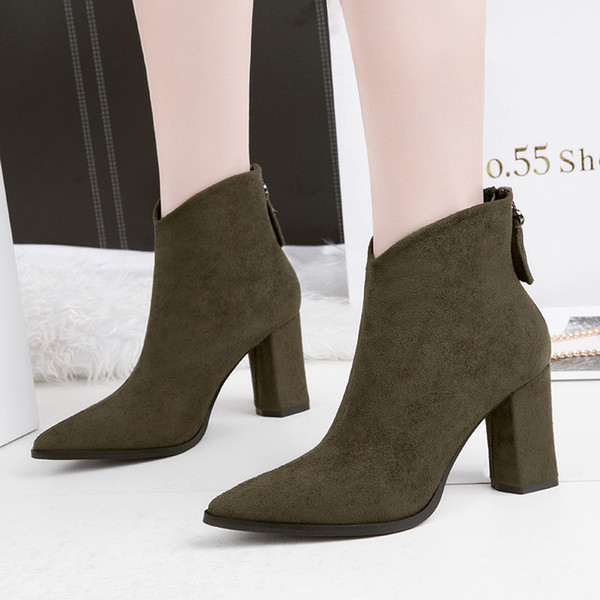 Sexy Lady Short Boot Pumps Dress Shoes High Heels Suede Festival Party Wedding Shoes Heels Formal Pumps Women Heels Ankle Boots GWS301