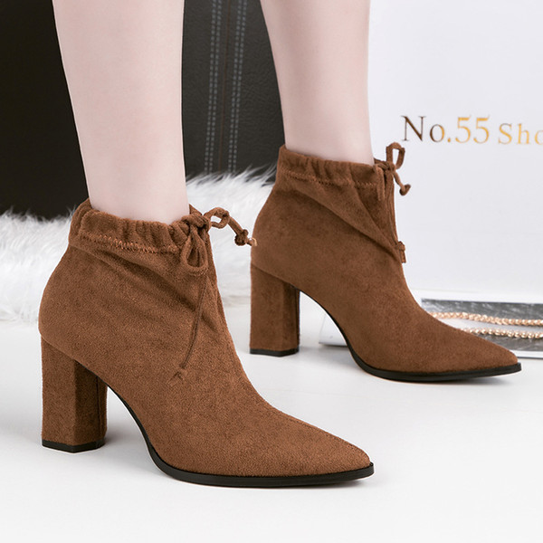 Lady Short Boot Pumps Dress Shoes Sexy Women High Heels Suede Festival Party Wedding Shoes Heels Formal Pumps Ankle Boots GWS288