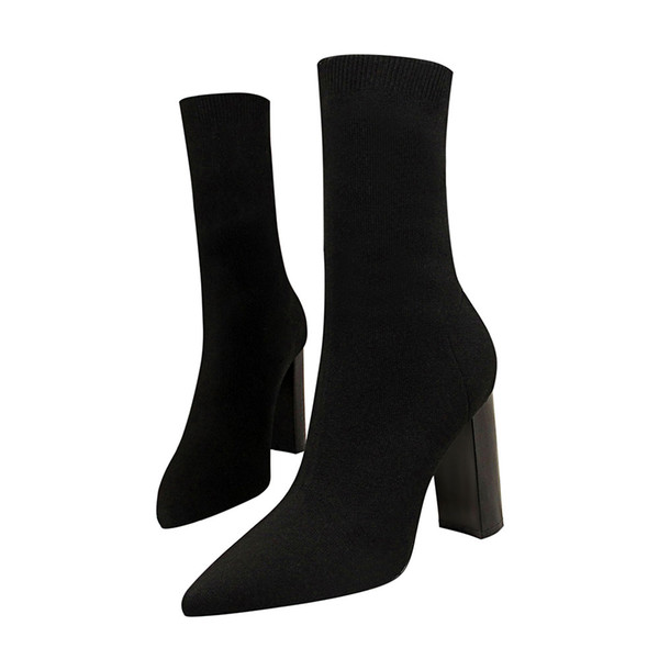 Sexy Lady Half Boot Pumps Dress Shoes High Heels Festival Party Wedding Shoes Heels Formal Pumps Women Heels Chunky Ankle Boots GWS592