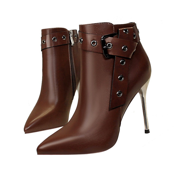 Buckle Strap Lady Short Boot Pumps Dress Shoes High Heels Festival Party Wedding Shoes Heels Formal Pumps Women Heels Ankle Boots GWS600