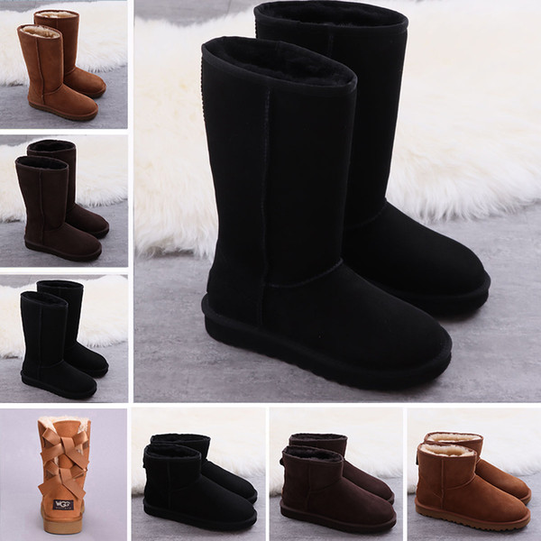 WGG Genuine Leather Top Quality Sheepskin Suede Fashion Knee Half Boots Ankle Boots Australia Brand Womens girl Black Grey Winter Snow Boots