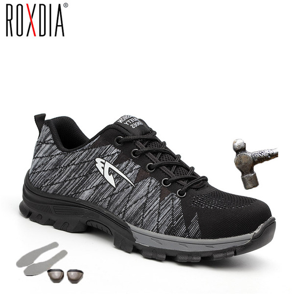 ROXDIA brand steel toecap women men work & safety boots steel mid sole impact resistant soft male shoes plus size 39-48 RXM106