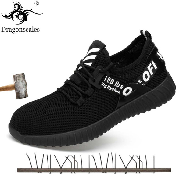 Dragonscales Summer Breathable Men Safety Shoes Steel Toe Work Anti-smashing Boots Mens Protective Construction Footwear Sneaker