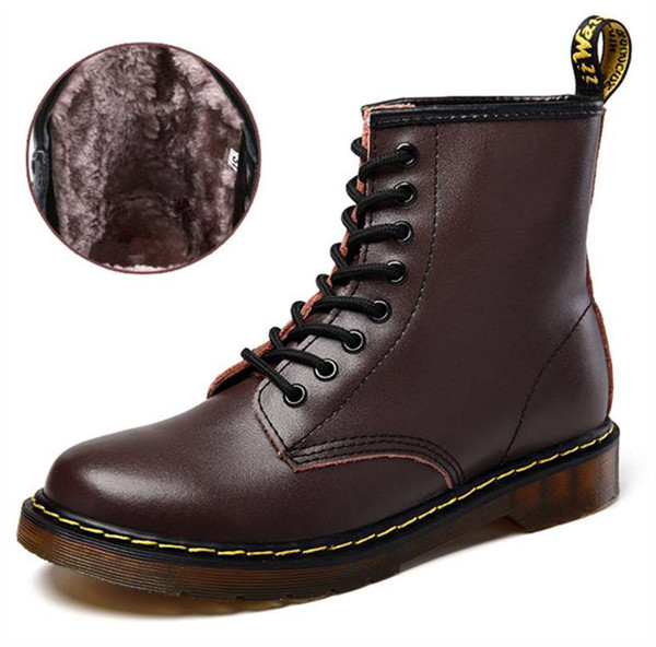 new Men's Boots Martens Leather Winter Warm Shoes Motorcycle Mens Ankle Boot Doc Martins Autumn Men Oxfords Boots