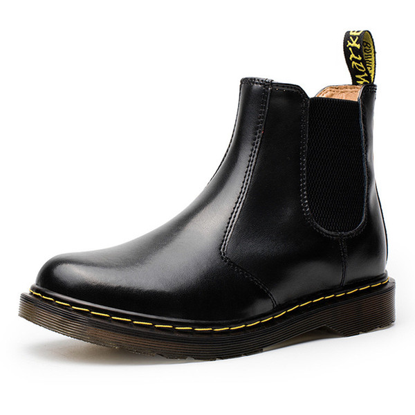 Unisex martin boots 34-46 slip on ankle shoes genuine leather boots cow muscle sole lace up shoes for Men zymb01