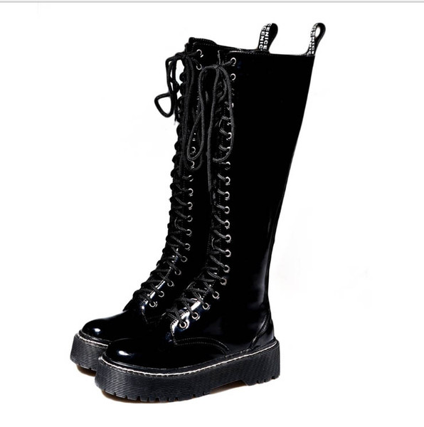 Fashion Designer Brand lace up boots zipper knee boots black bottom shoes for women and Ladies party patent riding boots zywb05