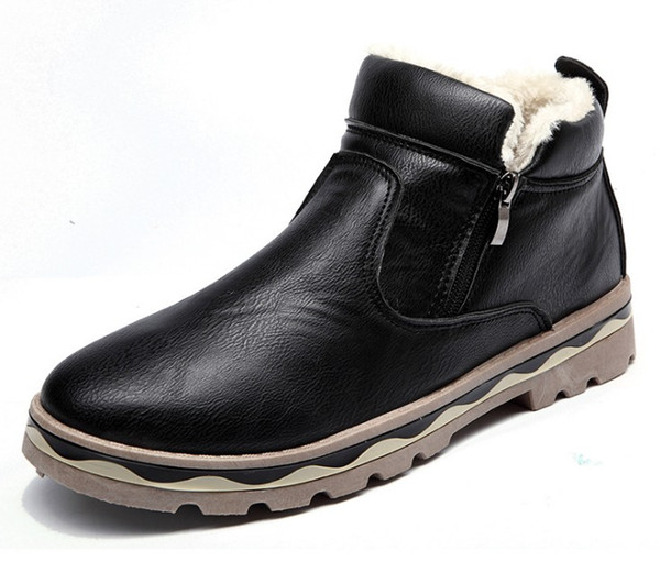 Mens pu cotton boots men suede slip-on flats skidproof casual zipper shoes for winter Man fashion snow boots zy859