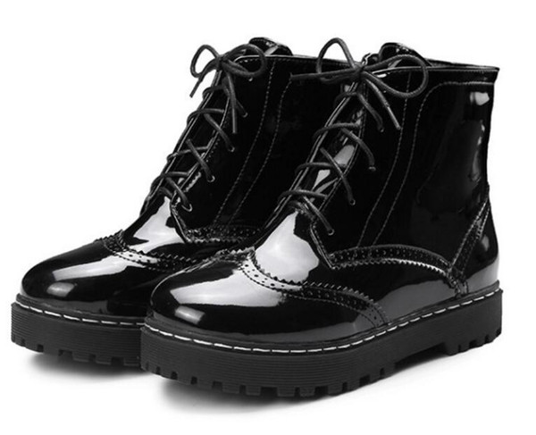 Pop 2019 Sapato Feminino Woman Ankle Boots Ladies Rome Shoes Patent Leather Square Low Heels Booties Gladiator Chaussures Femme