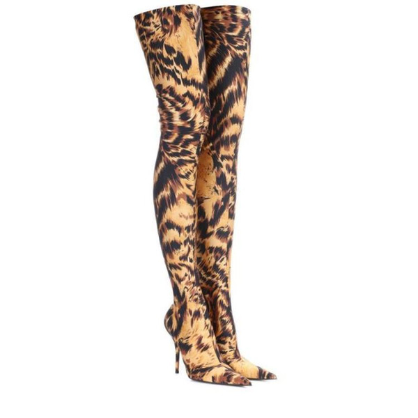 SexyStretch Catwalk Heels Thigh High Boots Pointed Toe Over The Knee For Women Zapatos De Mujer