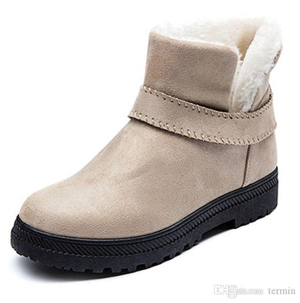 Pop 2019 Fit Women Cotton Boots Female Autumn And Winter Snow Boots Women Flat Short Boots Foreign Trade Big Size