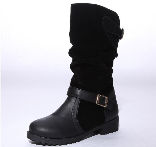 Fashion Suede Leather Boots For Women Faux Suede Flat Mid-Calf Boots Women Boots Casual Shoes 34-43