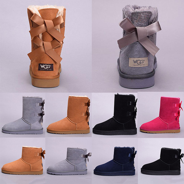 New Arrival Designer Women Winter Snow Boots Fashion Australia Half Short bow boots Ankle Knee Bowknot girl lady Boot Wholesale free ship