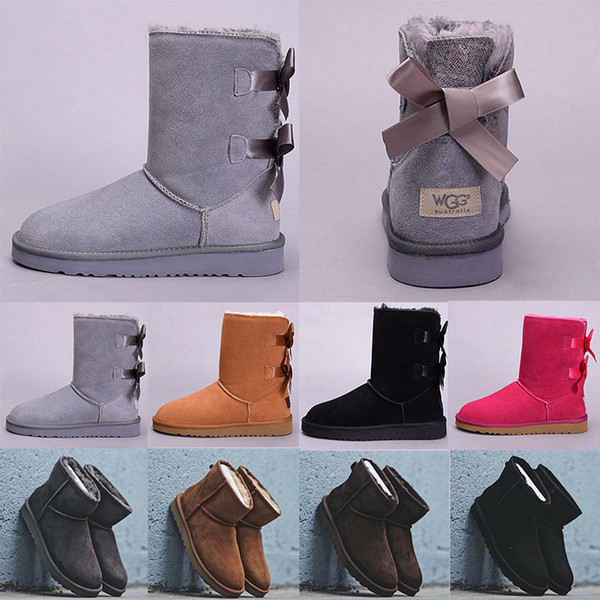 New Original Designer Women Winter Snow Boots Fashion Australia Half Short bow boots Ankle Knee Bowknot girl lady Boot Wholesale free ship