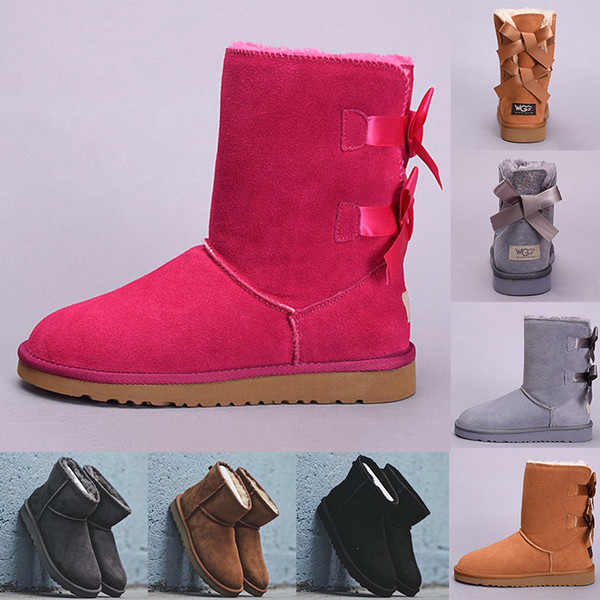 Cheaper New WGG Designer Women Winter Snow Boots Australia Half Short bow boots Ankle Knee Bowknot girl lady Boot Wholesale free ship