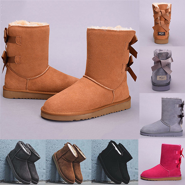 2019 New WGG Designer Women Winter Snow Boots Fashion Australia Half Short bow boots Ankle Knee Bowknot girl lady Boot Wholesale free ship