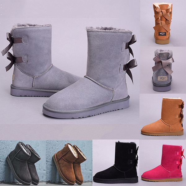 High Quality WGG Designer Women Winter Snow Boots Australia Half Short bow boots Ankle Knee Bowknot girl lady Boot Wholesale free ship