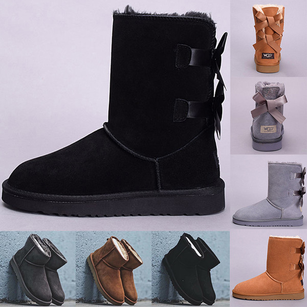 New WGG Designer Women Winter Snow Boots Fashion Australia Half Short bow boots Ankle Knee Bowknot girl lady Boot Wholesale free ship