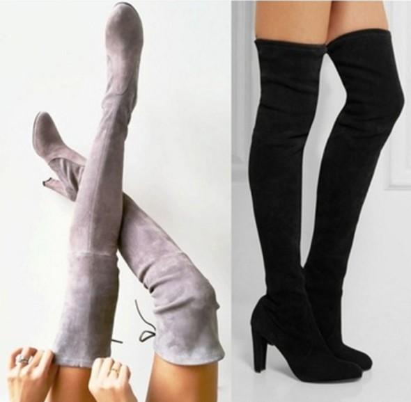 Winter Thigh High Boots Women Faux Suede Leather High Heels Over The Knee Botas Mujer Plus Size Shoes Woman Female Footwear