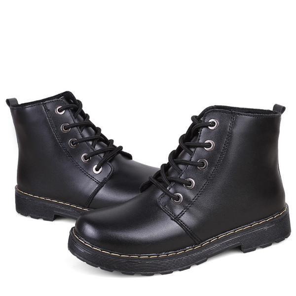 New style of waterproof and anti-slip Martin boots for autumn and winter classic British leather short thick-heel locomotive boots