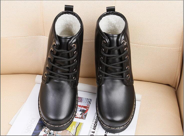 Winter single short boots female English wind Martin boots new tie with women's shoes and PU round head