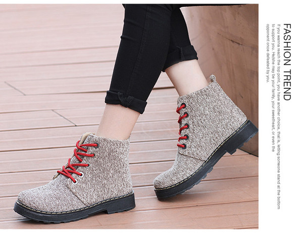 autumn 2018 season east new style fashion girls Martin boots lace round tube short boots