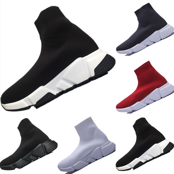 With Box 2019 Speed Breathable Stretch Fabric Sports Socks Boots Speed Mix EVA Cushioning Mid Top Trainer Sneakers