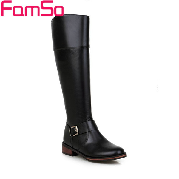 Wholesale-Size34-43 2016 New Sexy Women Boots Black red Autumn Knee High Boots buckle Long Waterproof Winter Thigh High Boots SBT2760