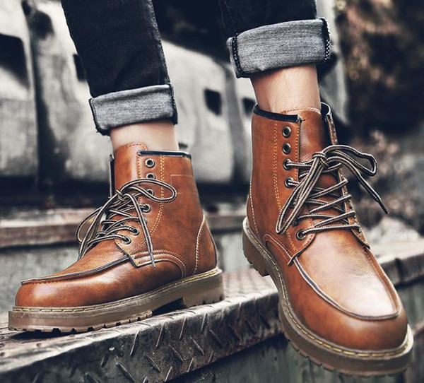 Martin boots men's casual high-top shoes leather tooling boots shike55