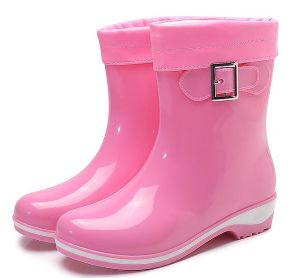 Plus velvet rain boots women's tube fashion high heel warm rain boots waterproof rubber shoes nanfeng22
