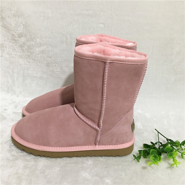 Large Size Fashion Womens Snow Boots cowhide Plush Half Boots Australia Classic Women's winter boots Casual Warm High-quality Boot