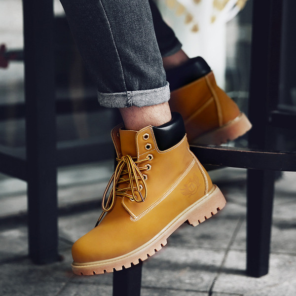 brand design B032 factory wholesales Martin Boots Men 2018 autumn new mens casual wear boots round head rough with rhubarb boots