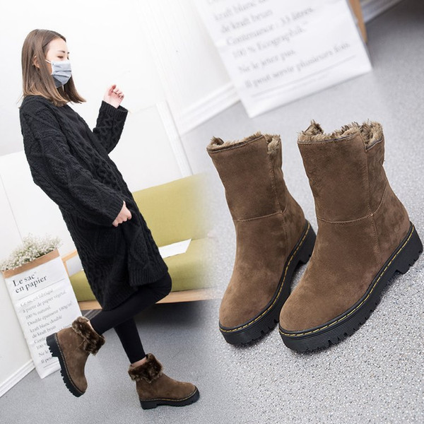 factory direct sales brand design B035 2018 new fashion winter snow short boots thickened skidding snow cotton shoes middle heel snow boots