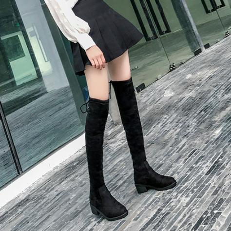 factory wholesales womens over knee high fashion boots 2018 autumn and winter new pile-size thin-legged elastic suede boots hot sell B038