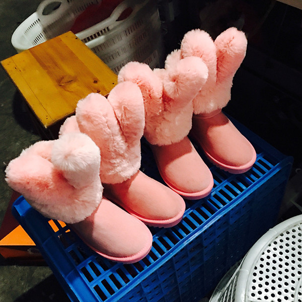 female snow boots wholesales 2018 new fashions women rabbit ear tube non-slip best selling winter cotton shoes brand design B002