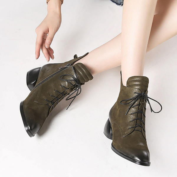 best selling wholesales High end leather boots B006 Autumn and winter lady new Martin boots side zipper boots brand designer