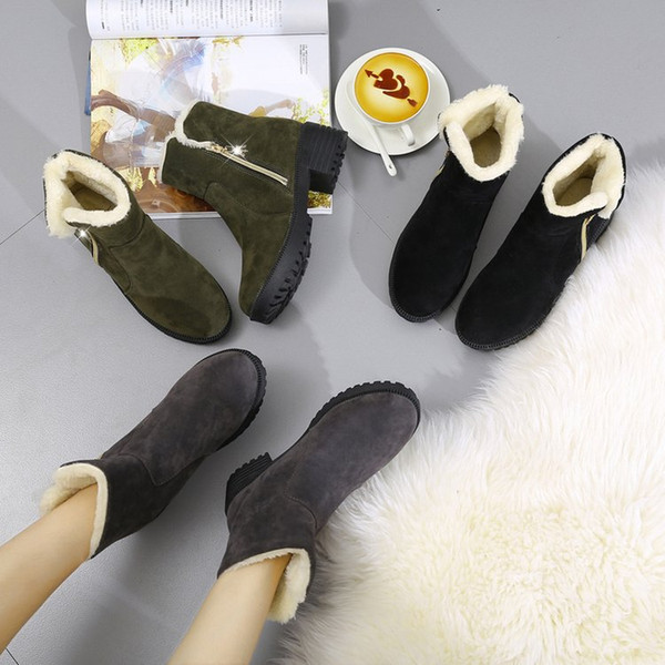 brand design best selling B036 2018 new fall and winter new short heel metal design warm thick and fluffy Martin boots factory wholesales