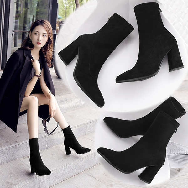 best selling womens Martin boots European and American 2019 autumn and spring new fashions high-heeled shoes wholesale boots